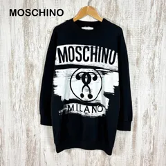 MOSCHINO モスキーノ レアデザイン ビッグロゴプリント クルーネック プルオーバー スウェット ブラック ホワイトのサムネイル
