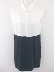 ◇ UNTITLED アンタイトル フォーマル ノースリーブ 膝下丈 シャツ ワンピース サイズ2 ホワイト ネイビー レディース  【中古】 【1206010005984】