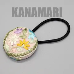 [046-2]インド刺繍リボンのヘアゴム（ピンク系）4cmくるみボタン、ハンドメイド、ヘアアクセサリー