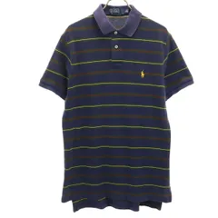 Polo by Ralph Lauren ポロバイラルフローレン ボーダー柄 半袖 カスタムフィット ポロシャツ M ネイビー 鹿の子 メンズ 古着