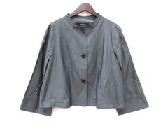 ヒロコビス HIROKO BIS ノーカラー ジャケット グレー サイズ9 アウター 長袖 薄手