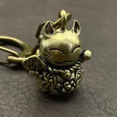 真鍮 キーホルダー キーリング ヴィンテージ ビンテージ アンティーク レトロ 真鍮製 縁起物 金運 ハンドメイド ペンダントトップ 置物 チャーム 招き猫 猫 ネコ 75