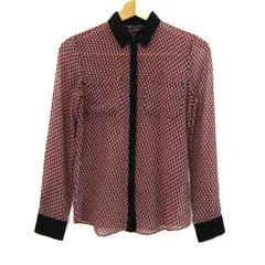 アルマーニエクスチェンジ 長袖シャツ トップス 幾何学模様 レディース XSサイズ 黒×赤 ARMANI EXCHANGE 【中古】