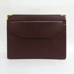 中古 カルティエ Cartier Aランク マストライン レザー セカンドバッグ クラッチバッグ ハンドバッグ レディース ボルドー 【送料無料】【西神店】