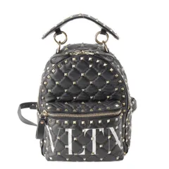 ヴァレンティノ ガラヴァーニ VLTN ステンシル ロックスタッズ レザー バックパック リュック ブラック ※軽微な角スレありのサムネイル