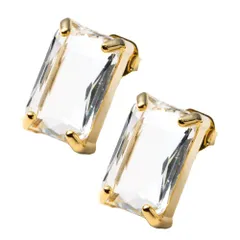 【クリア×ピアス】[Cream dot. クリームドット公式] ピアス レディース  金属アレルギー ニッケルフリー 大粒ビジュー ガラス 多面カット スクエア スタッド メタル 大人 華やか 