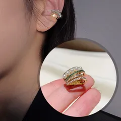 イヤーカフ パール 18K ゴールド 金属アレルギー対応 レディース 片耳 小さめ グリーン 仕事 プレゼント オフィス パーティー イヤーカフス イヤカフ 華奢