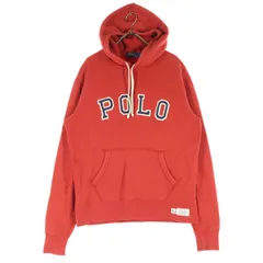 POLO RALPH LAUREN ポロラルフローレン 刺繍 長袖 スウェットパーカー M レッド メンズ 古着