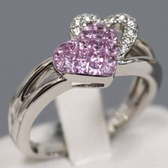 QVC笠原真寿美 K18ルビー ダイヤ　ピンクサファイア18KWGハートリング QVC 笠原真寿美 K18WG ルビー 1.0ct サファイア ダイヤリング - メルカリ