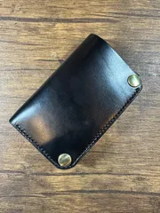 『受注製作』WK-06S カード段縦型 ミドルトラッカーウォレット クロムエクセルレザー ブラック ブラス