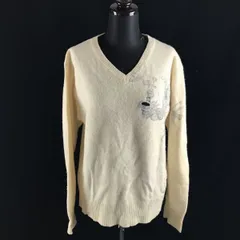 Paul smith/JEANS★ダメージ加工/ニットへの大胆プリント/ウール/Vネックセーター【メンズL/ベージュ系】正規代理店タグ◆BF232<sale>