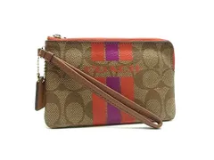 ■美品■ COACH コーチ F66052 シグネチャー PVC リストレット ポーチ マルチケース 小物入れ レディース ブラウン系 DJ5188