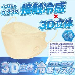 マスク 冷感 ふつうサイズ 30枚入り 3D 立体構造 ひんやり 不織布マスク 個別包装 ベージュ