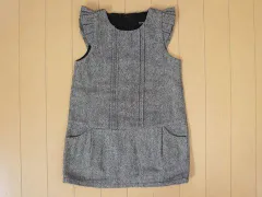 【中古】 ユーズド ベベ bebe 子供服 女の子 100cm ジャンパースカート グレー 無地 秋 冬 ★2 キッズ ガールズ 女児 アウトレット リサイクル 古着