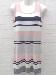 ◇ ●新品● ◎ rienda タグ付 ボーダー ノースリーブ ミニ チュニック ニット ワンピース サイズS マルチ レディース 【1002800973460】