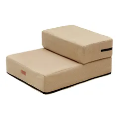 【人気商品】メッシュ生地 おしゃれ 硬めタイプ 防水 2段 犬ステップ 犬用 通常幅40cm ペット ドッグトレーナー推奨 階段 ステップ (ベージュ) 犬 ドッグステップ PetStyleのサムネイル
