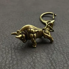真鍮 キーホルダー キーリング ヴィンテージ ビンテージ アンティーク レトロ 真鍮製 縁起物 金運 ペンダントトップ 置物 チャーム 牛 ウシ 177