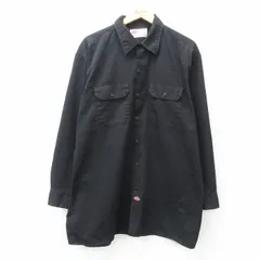 XL/古着 ディッキーズ Dickies 長袖 ワーク シャツ メンズ 00s 大きいサイズ ロング丈 黒 ブラック 25apr28 中古 トップス