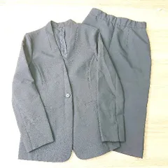 ◇ RUIRUE BOUTIQUE ルイルエブティック ノーカラー 膝丈 スカートスーツ サイズS ネイビー レディース E  【1404240024052】のサムネイル
