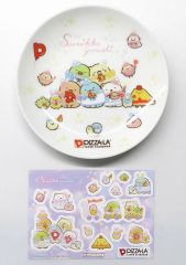 [중고] 상품 세트 집합(2024년) 접시(도자기제)+오리지널 씰 [스미코구라시×피자라] 스페셜팩유상 특전