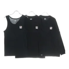 SyuMan (シューマン) 23AW FLOWER TAG 3PACK 3パックセット フロントロゴパッチ 半袖Tシャツ 長袖Tシャツ タンクトップ カットソー ブラック S&F-23aw-001