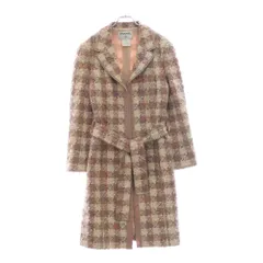 CHANEL (シャネル) ココマーク ツイード ボタンレス ベルト付 ロングコート レディース ピンク P23417W03305