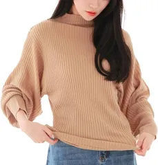 Sleeping Sheep(スリーピング シープ) スリーピングシープ 袖ポワン ハイネック リブ ニット ボリューム袖 トップス 大きいサイズ( ベージュ,  LL)