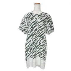 サカイラック sacai luck スウェット ワンピース ゼブラ柄 ひざ丈 半袖 プリント 杢グレー グリーン 1 S相当 ■GY09 Xのサムネイル