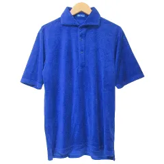 リングヂャケット RING JACKET 美品 ポロシャツ 半袖 パイル ホリゾンタルカラー 無地 大きいサイズ XL ブルー 青 IBO58 Xのサムネイル