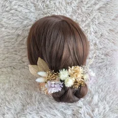 ヘッドドレス 髪飾り＊結婚式 成人式 卒業式 和装 打掛 振袖 袴~シルバーデージー リーフ~パープル 薄紫 16本