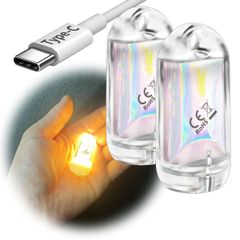 【在庫処分】懐中電灯 ミニ 高輝度 250ルーメン EDC ポケットライト TYPE-C充電式 防水 11g 超小型 超軽量 ミニ投光器 LEDライト 点灯3~50時間 超ミニ (2個セット：電球色+レッド) DOKEEP