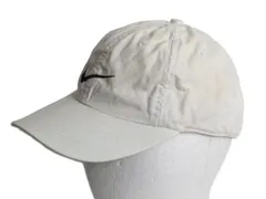 【お得なクーポン配布中!】 90s ナイキ スウッシュ 刺繍 ベースボール キャップ フリーサイズ 古着 オールド コットン ワンポイント ナチュラル シンプル 帽子 当時物