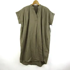 パスオーバー ワンピース チュニック Vネック トップス レディース M-Lサイズ カーキ系 PASS OVER
