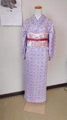 藤色の絞り単衣着物・正絹