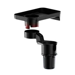 【ドリンク2個と小物も置ける】ドリンクホルダー 車 拡張 トレー付き 回転式 2個置き トレイ テーブル スマホホルダー 車載 カー用品 便利グッズ _d