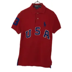 ポロバイラルフローレン ワッペン ロゴ刺繍 半袖 ポロシャツ XS レッド Polo by Ralph Lauren 鹿の子地 メンズ