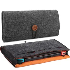 ニンテンドースイッチ保護カバー スイッチ ゲーム機 収納バッグ 収納ポーチ ゲームカード ケース フェルト 防塵、対応機種：Nintendo Switch 2017、Switch 有機ELモデル 2021–ブラック