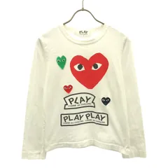 PLAY COMME des GARCONS プレイコムデギャルソン 2020年 日本製 プリント ワッペン 長袖 Tシャツ S ホワイト ロンT レディース 古着