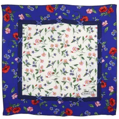 未使用近い ティファニー ブルーのシルクスカーフ 花柄 極美品 未使用近い ティファニー ブルーのシルクスカーフ 花柄 極美品