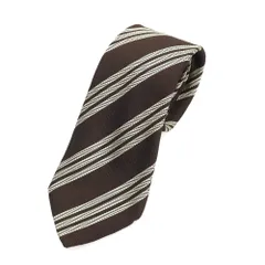 【中古】フランコバッシ FRANCO BASSI シルク ストライプ柄ネクタイ ブラウンxベージュ【メンズ】
