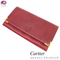 Cartier カルティエ マストライン ボルドー レザー クラッチバッグ セカンドバッグ ギャランティカード 付き 男女兼用