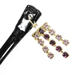 髪飾り 成人式 振袖 前撮り 袴 紫 薄紫 黒 ゴールド かんざし ラインストーン ピン クリップ クリスタル キラキラ シンプル 帯 No.9-4750