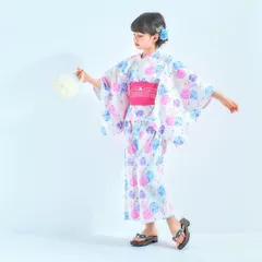 キッズ 子供 2way 浴衣 ワンピース 帯付き 白 風船 100〜150cm 10w-1