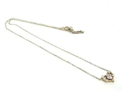 ■美品■ 4℃ ヨンドシー SV925 ハート ラインストーン ネックレス ペンダント アクセサリー レディース シルバー系×ピンク系 DK0715のサムネイル