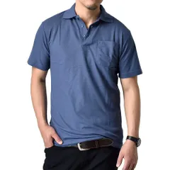 ポロシャツ  《半袖ブルー》 新品 未使用 形態安定 涼しい ドライ シンプル 無地 鹿の子 クールビズ 【B9Z】【ゆうパケット】 ファッション メンズ トップス 