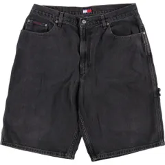 古着 90年代~ トミーヒルフィガー TOMMY HILFIGER JEANS ブラックデニムペインターショーツ ハーフパンツ メンズw37相当/eaa573945