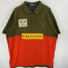 古着 90's/90年代 ポロバイラルフローレン Polo by Ralph Lauren ポロシャツ ワンポイント ロゴ 刺繍 ワッペン インサイドアウト XXL  グリーン系 マルチカラー メンズ