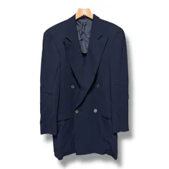 GIORGIO ARMANI BORGO NVOV021 90s ジョルジオアルマーニ ストライプ柄 ダブルブレスト テーラードジャケット 背抜き サイズ44 秋 メンズ ネイビー 久喜倉庫店 K427Y