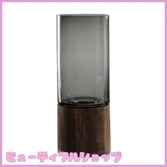 【特価】花瓶 ガラス 木製 フラワーベース 北欧 おしゃれ 花器 透明 ブラック グレー 大きい 花びん シンプル 高さ25cm 30cm 北欧 インテリア リビング 寝室オフィス (高さ:26cm)