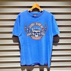 ハーレーダビッドソン HARLEY-DAVIDSON Tシャツ 半袖 ロゴ スカル 両面プリント サイズ：メンズ M ブルー【PI】